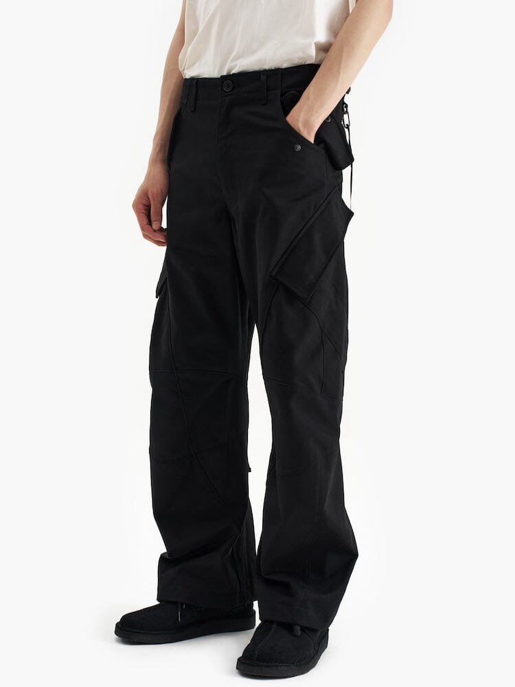 Alpha X Jiyong Kim Curved Multi Pocket Trouser by Alpha Industries, white color, curved silhouette, multi-pocket design.