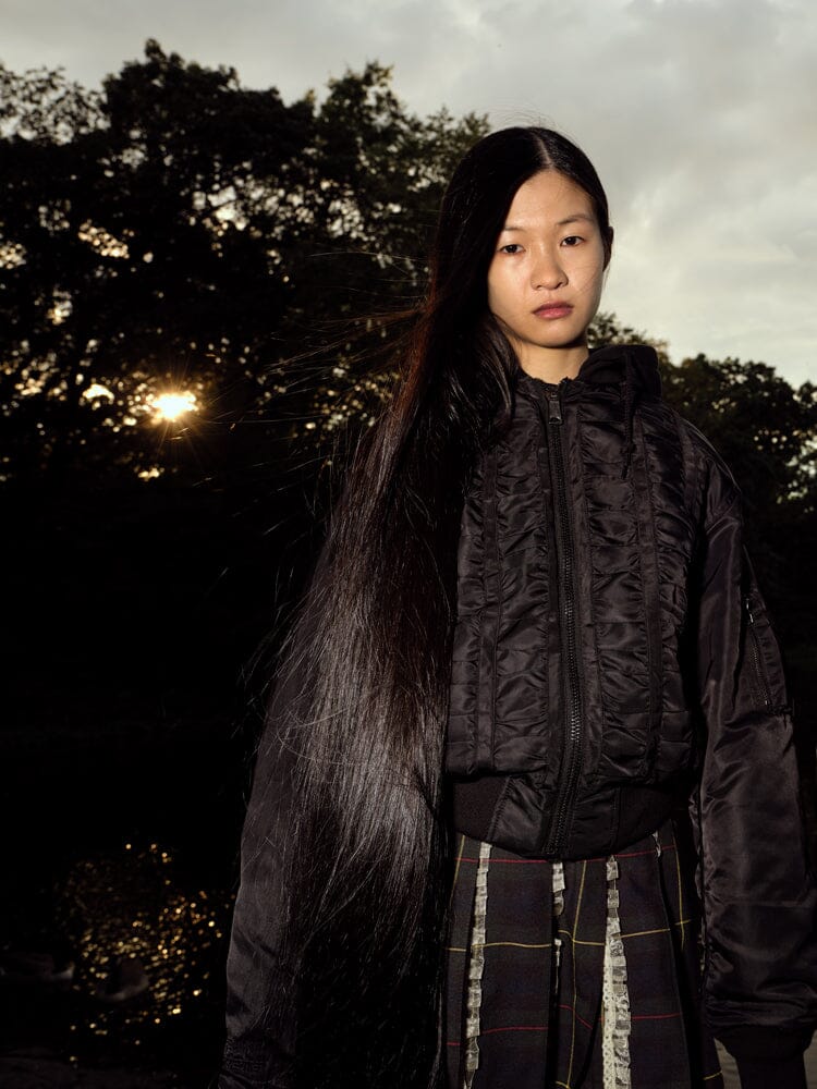 ALPHA X MADEME HOODED RUCHED MA-1 BOMBER JACKET OUTERWEAR Alpha Industries 