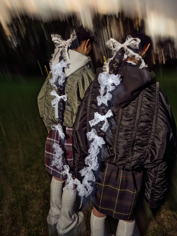 ALPHA X MADEME HOODED RUCHED MA-1 BOMBER JACKET OUTERWEAR Alpha Industries 