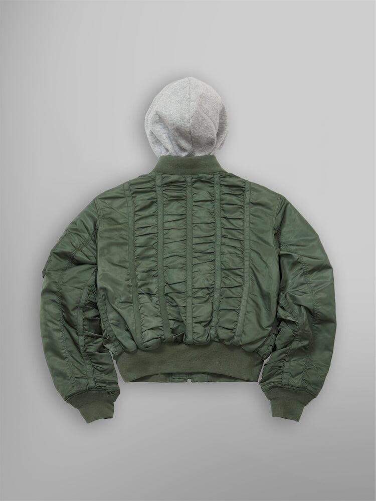 Alpha X Mademe Hooded Ruched MA-1 Bomber Jacket | Alpha Industries