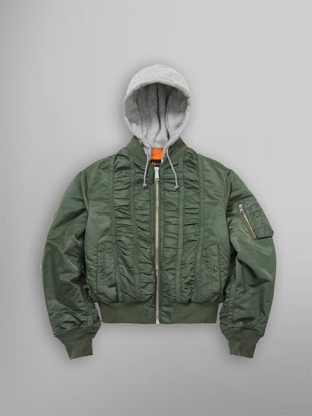 雪*風様 CHROME UTILITY BOMBER JACKET MA-1 L alpha-x-mademe-hooded-ruched-
