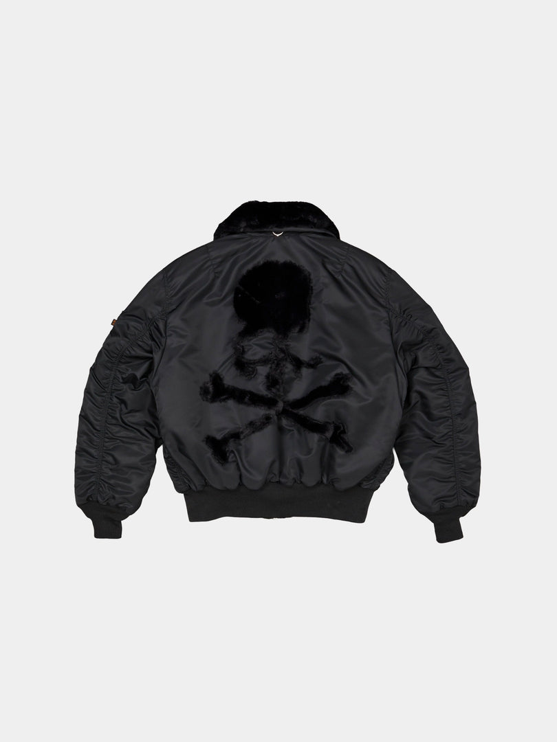 ALPHA X MASTERMIND REVERSIBLE FAUX MOUTON B-15 FLIGHT JACKET COLLAB Alpha Industries BLACK S 
