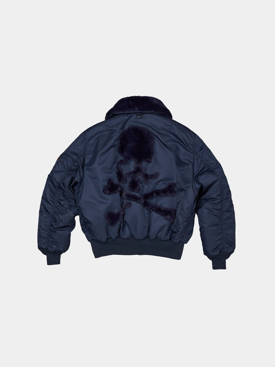 ALPHA X MASTERMIND REVERSIBLE FAUX MOUTON B-15 FLIGHT JACKET COLLAB Alpha Industries NEW NAVY S 