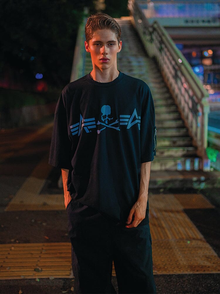 Alpha X Mastermind Tee by Alpha Industries, black, short sleeves, crew neck.