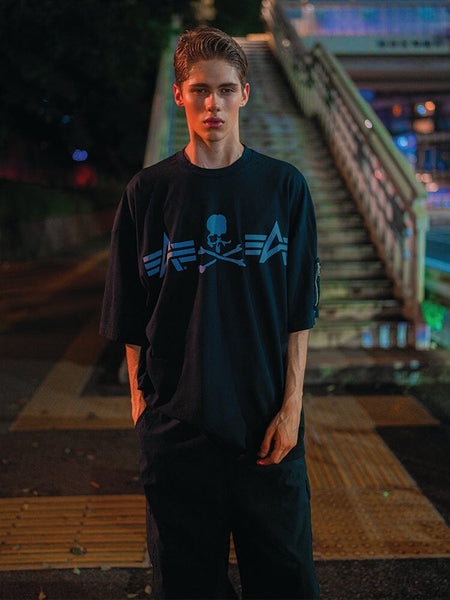 Alpha X Mastermind Tee by Alpha Industries, black, short sleeves, crew neck.