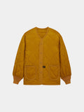 Alpha Industries Als/92 Liner in Tumbleweed, quilted jacket with button front, two patch pockets, ribbed cuffs, V-neck collar.
