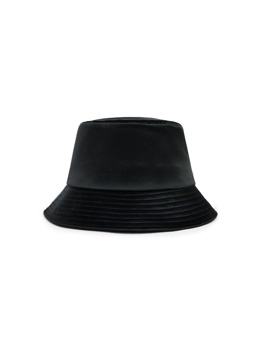 Anon X Alpha Nylon Satin Hat by Alpha Industries, black, recycled nylon satin, bucket hat.