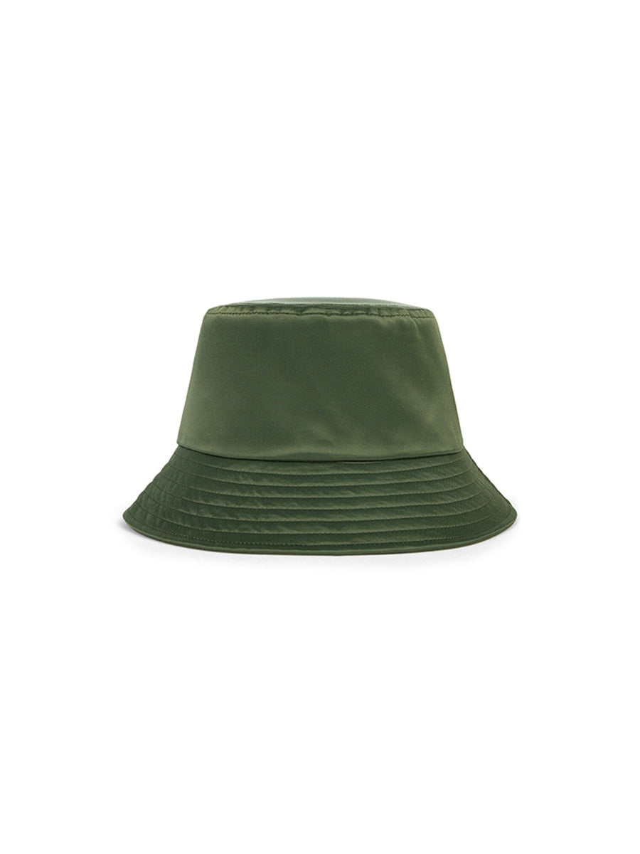 Anon X Alpha Nylon Satin Hat by Alpha Industries, sage, bucket hat with wide downward-sloping brim, recycled nylon satin material.