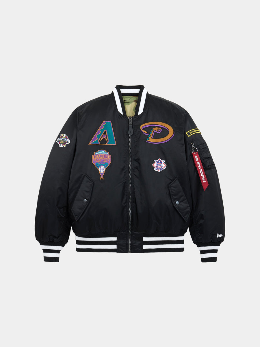 ARIZONA DIAMONDBACKS X ALPHA X NEW ERA MA-1 BOMBER JACKET OUTERWEAR Alpha Industries BLACK XS 