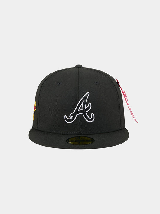 ATLANTA BRAVES X ALPHA X NEW ERA 59FIFTY FITTED CAP HAT NEW ERA BLACK 7 1/2 