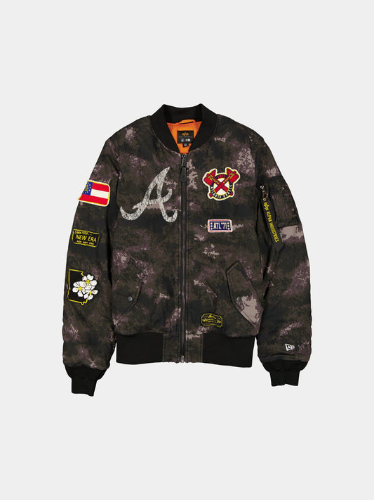 ATLANTA BRAVES X ALPHA X NEW ERA MA-1 BOMBER JACKET (BLACK CAMO) OUTERWEAR Alpha Industries BLACK S 