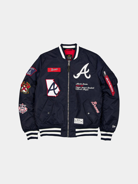 ATLANTA BRAVES X ALPHA X NEW ERA MA-1 BOMBER JACKET OUTERWEAR Alpha Industries NAVY/WHITE S 