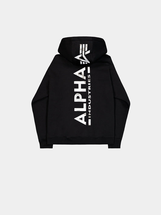 BACK PRINT HOODIE CAMO PRINT SWEATS Alpha Industries BLACK/WHITE CAMO XS 