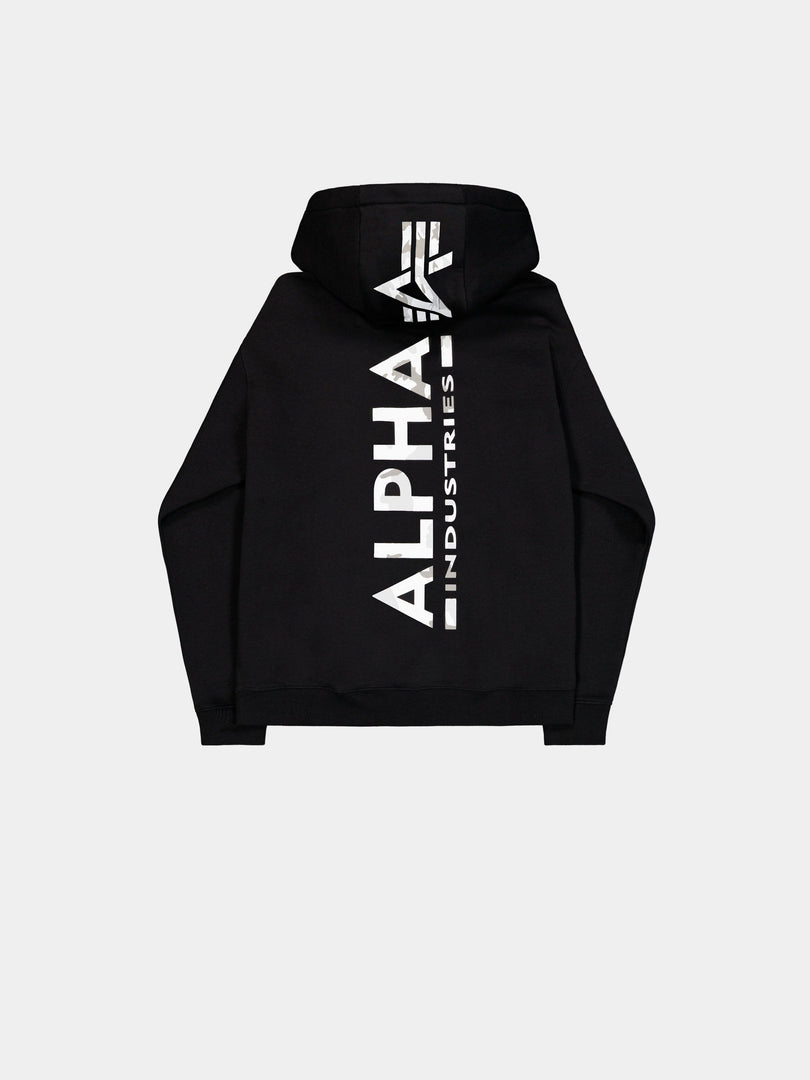 BACK PRINT HOODIE CAMO PRINT SWEATS Alpha Industries BLACK/WHITE CAMO XS 