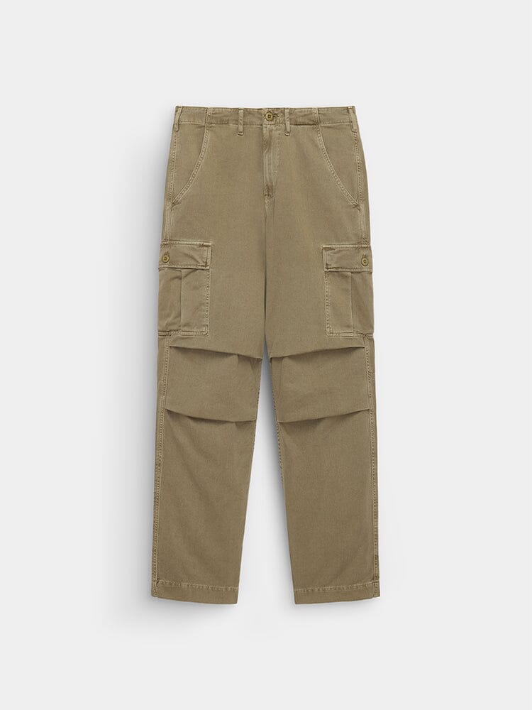Alpha Industries Bdu Cargo Pant in Vintage Khaki with multiple pockets and button-zip closure.