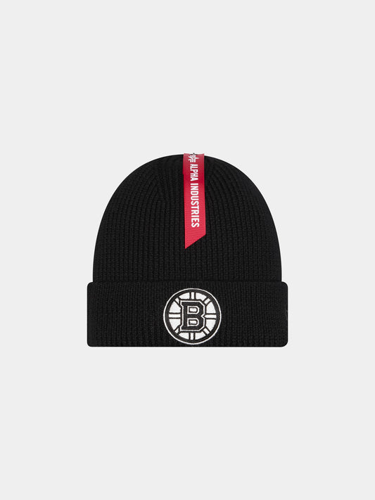 BOSTON BRUINS X ALPHA X NEW ERA SHORT CUFF BEANIE ACCESSORY Alpha Industries BLACK O/S 