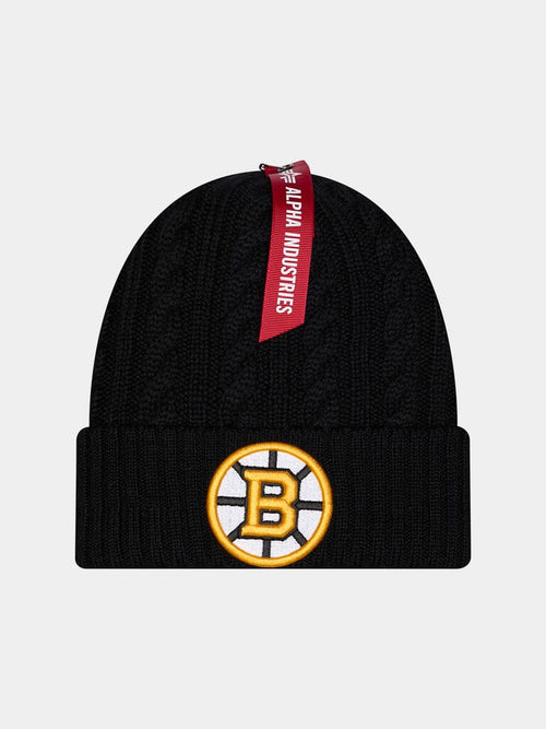 BOSTON BRUINS X ALPHA X NEW ERA SHORT CUFF KNIT BEANIE ACCESSORY Alpha Industries BLACK O/S 