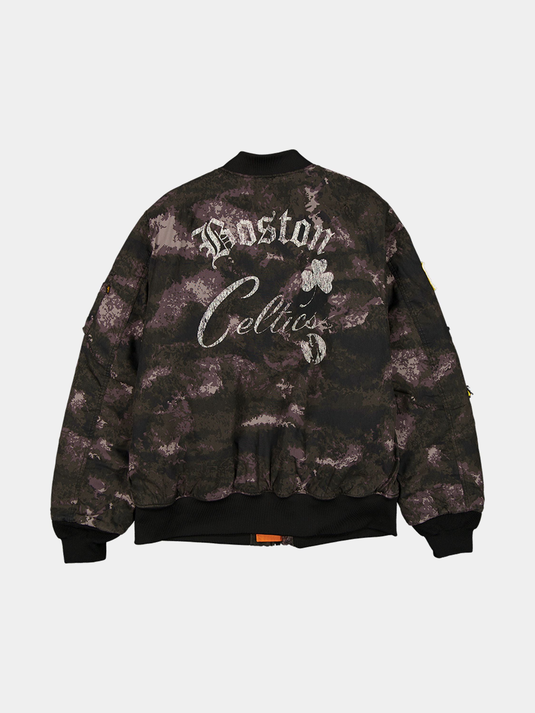 Boston Celtics X Alpha X New Era MA-1 Bomber Jacket (Black Camo