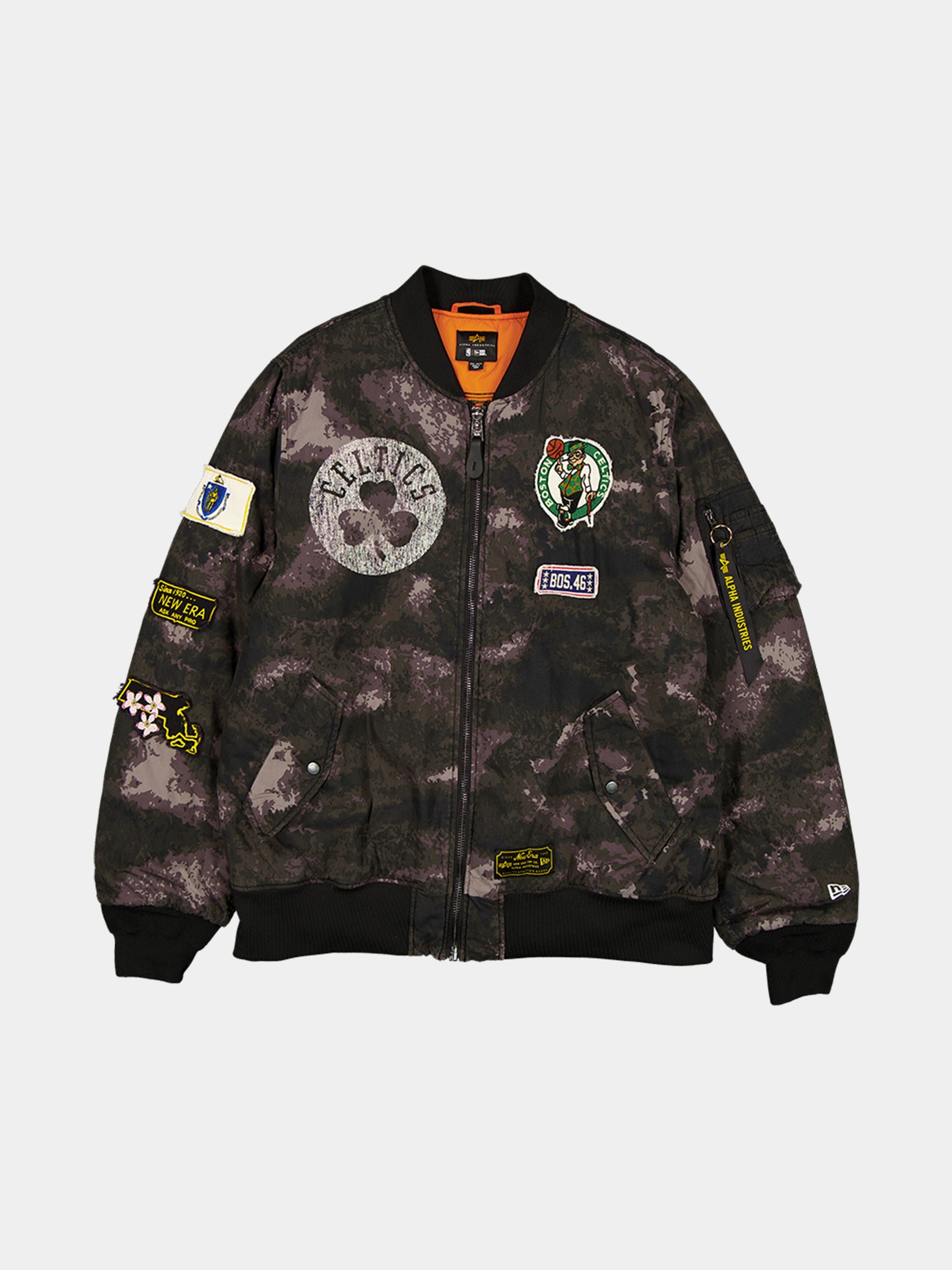Boston Celtics X Alpha X New Era MA-1 Bomber Jacket (Black Camo