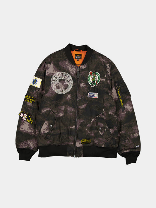 BOSTON CELTICS X ALPHA X NEW ERA MA-1 BOMBER JACKET (BLACK CAMO) OUTERWEAR Alpha Industries BLACK S 