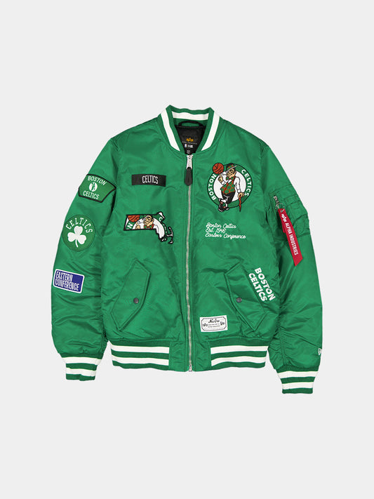 BOSTON CELTICS X ALPHA X NEW ERA MA-1 BOMBER JACKET (KELLY GREEN) OUTERWEAR Alpha Industries KELLY GREEN/WHITE S 