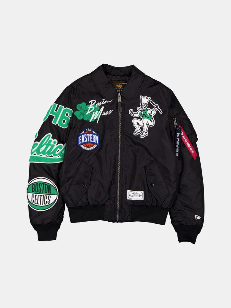 BOSTON CELTICS X ALPHA X NEW ERA MA-1 COLLARED BOMBER JACKET OUTERWEAR Alpha Industries BLACK S 