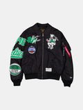 BOSTON CELTICS X ALPHA X NEW ERA MA-1 COLLARED BOMBER JACKET OUTERWEAR Alpha Industries BLACK S 