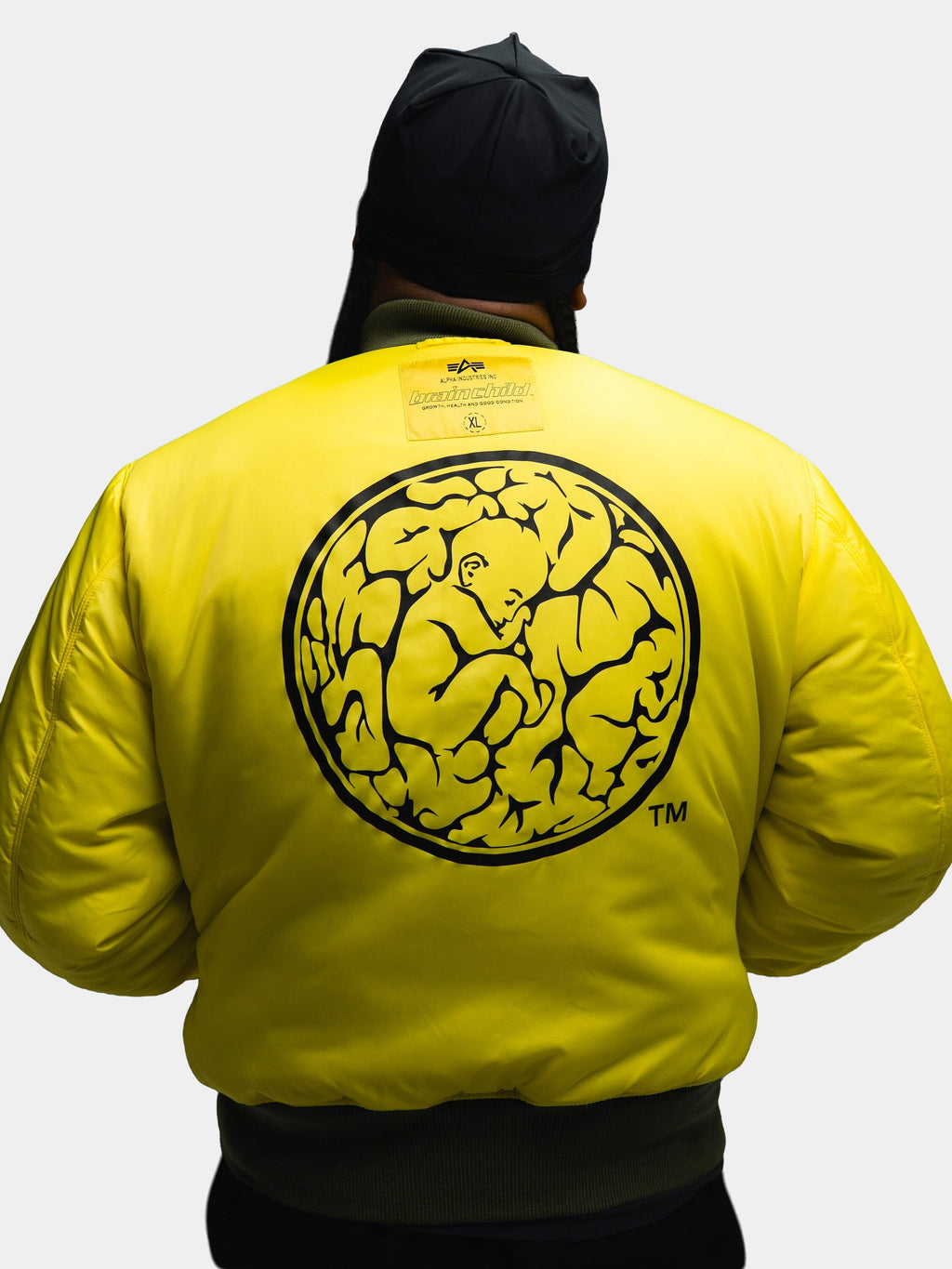 Brain Child x Alpha MA-1 Bomber Jacket - On body, back