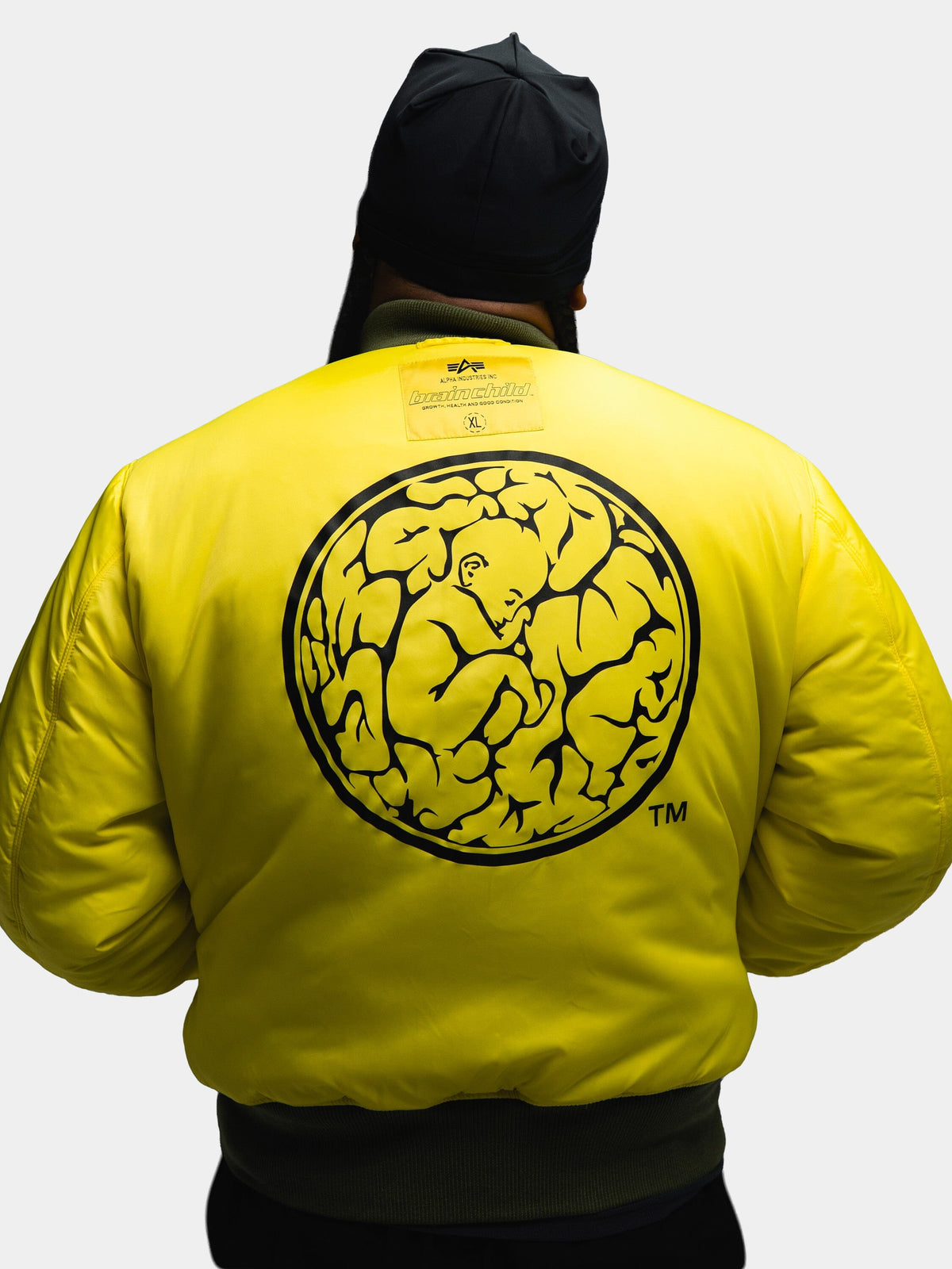 Brain Child x Alpha MA-1 Bomber Jacket - On body, back