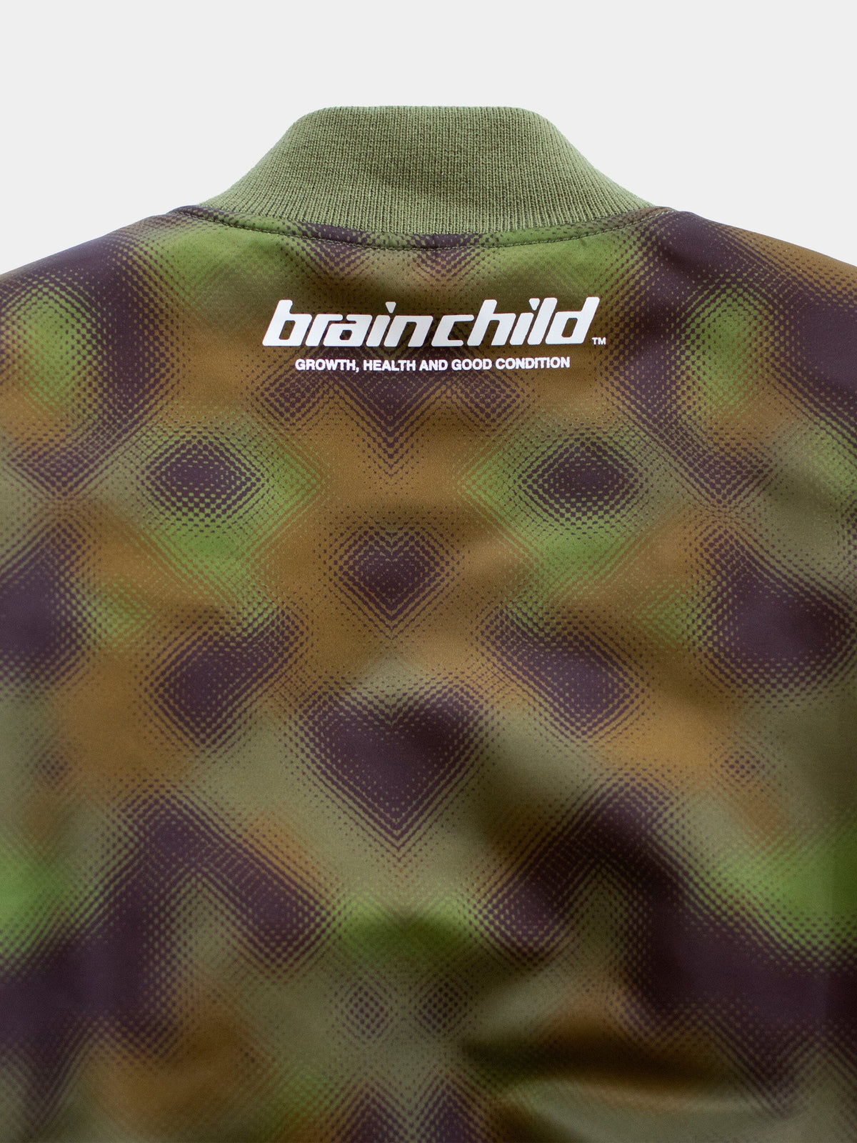 Brain Child x Alpha MA-1 Bomber Jacket - Detail: Brain Child logo under back collar
