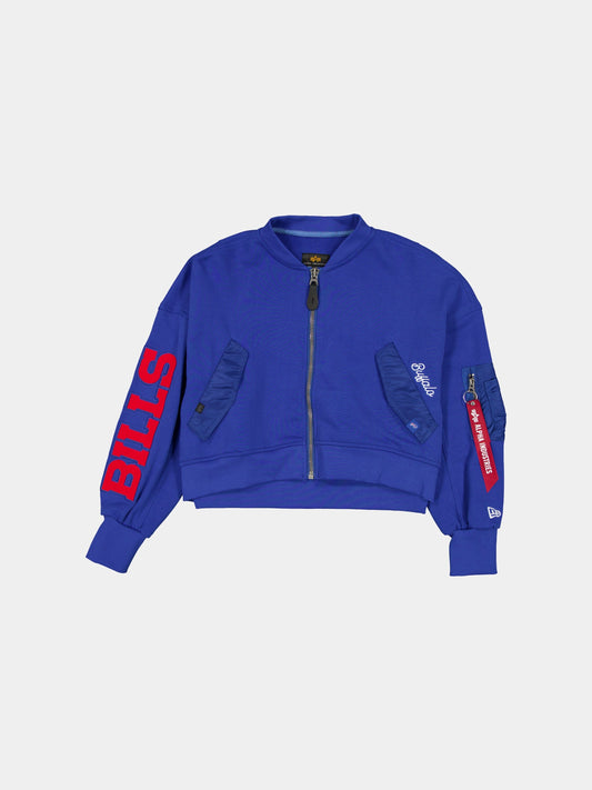 BUFFALO BILLS X ALPHA X NEW ERA L-2B FRENCH TERRY JACKET WOMENS OUTERWEAR Alpha Industries BLUE XS 