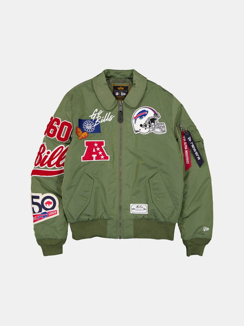 BUFFALO BILLS X ALPHA X NEW ERA MA-1 COLLARED BOMBER JACKET OUTERWEAR Alpha Industries GREEN S 