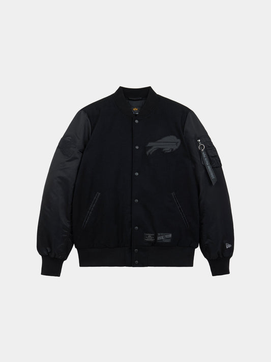 BUFFALO BILLS X ALPHA X NEW ERA WOOL VARSITY MA-1 BOMBER JACKET OUTERWEAR Alpha Industries BLACK S 