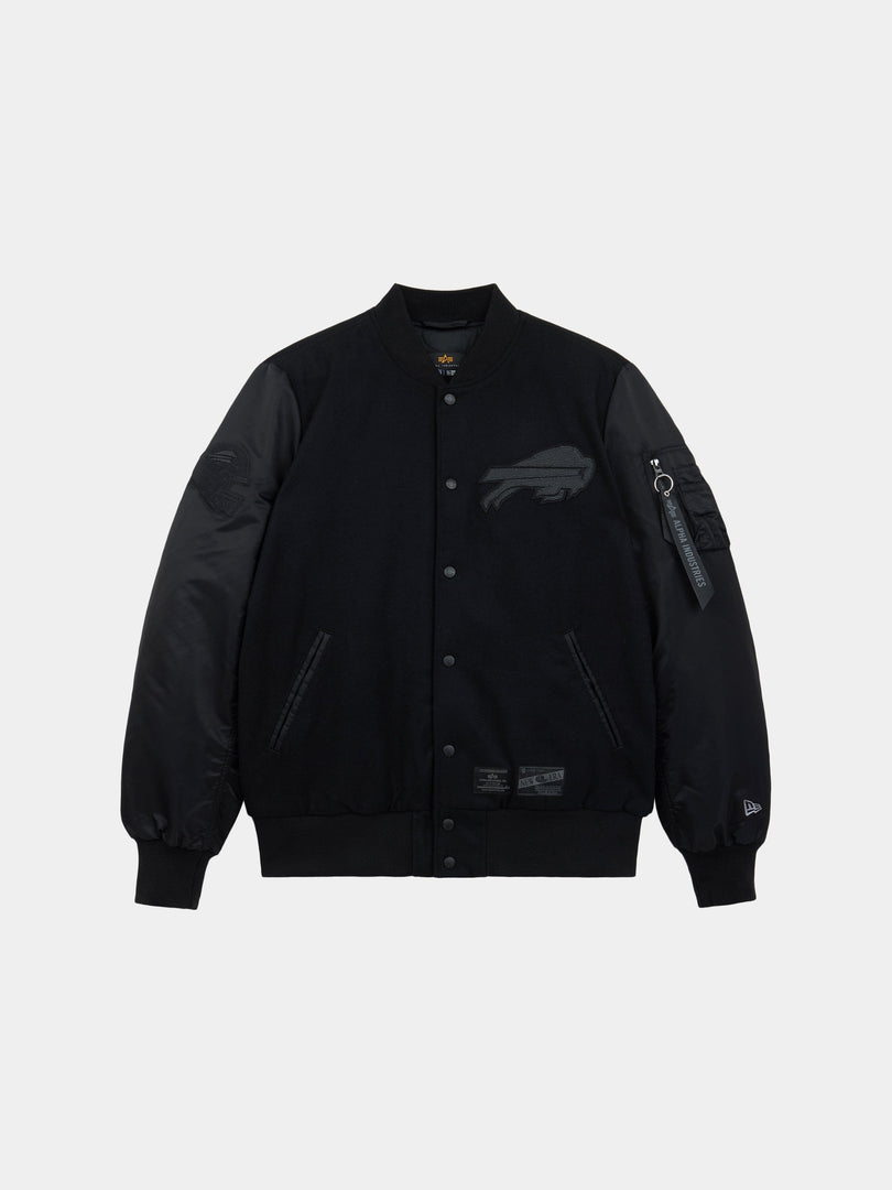 BUFFALO BILLS X ALPHA X NEW ERA WOOL VARSITY MA-1 BOMBER JACKET OUTERWEAR Alpha Industries BLACK S 