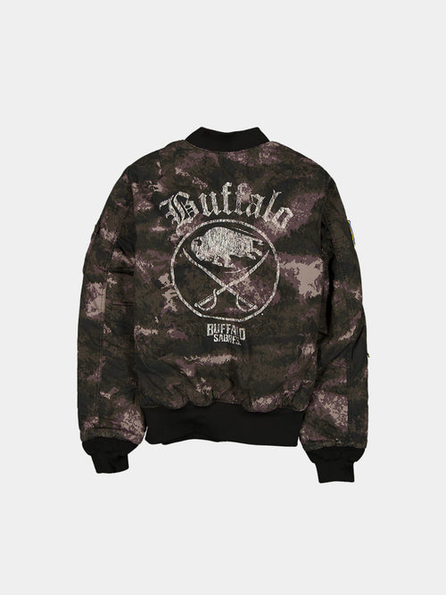 BUFFALO SABRES X ALPHA X NEW ERA MA-1 BOMBER JACKET (BLACK CAMO) OUTERWEAR Alpha Industries 
