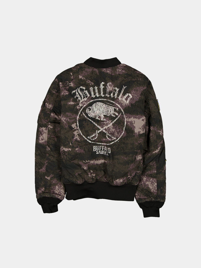 BUFFALO SABRES X ALPHA X NEW ERA MA-1 BOMBER JACKET (BLACK CAMO) OUTERWEAR Alpha Industries 