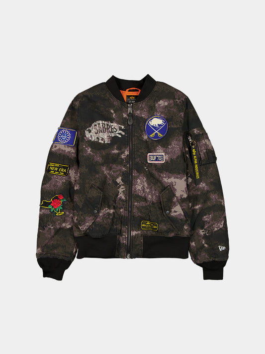 BUFFALO SABRES X ALPHA X NEW ERA MA-1 BOMBER JACKET (BLACK CAMO) OUTERWEAR Alpha Industries BLACK S 