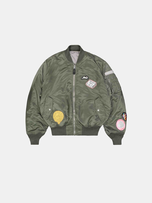 BUNNEY X ALPHA MA-1 BOMBER JACKET COLLAB COLLAB VINTAGE GREEN XS 