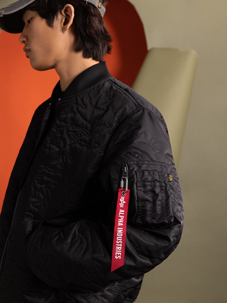 Camo Quilted MA-1 Bomber Jacket Black | Alpha Industries