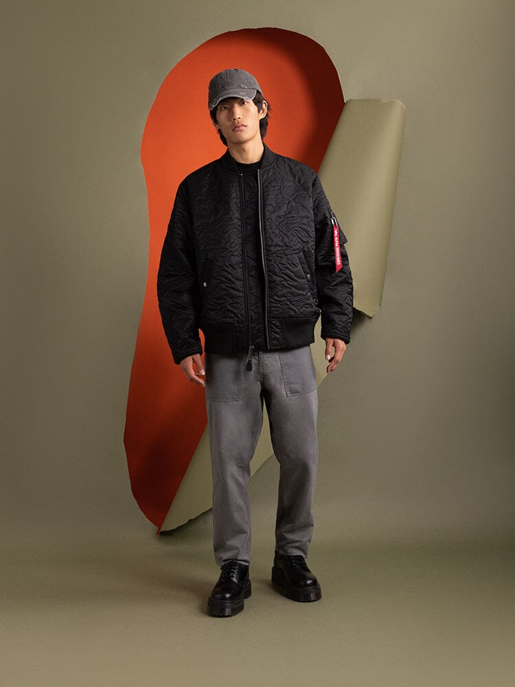 Camo Quilted MA-1 Bomber Jacket Black | Alpha Industries
