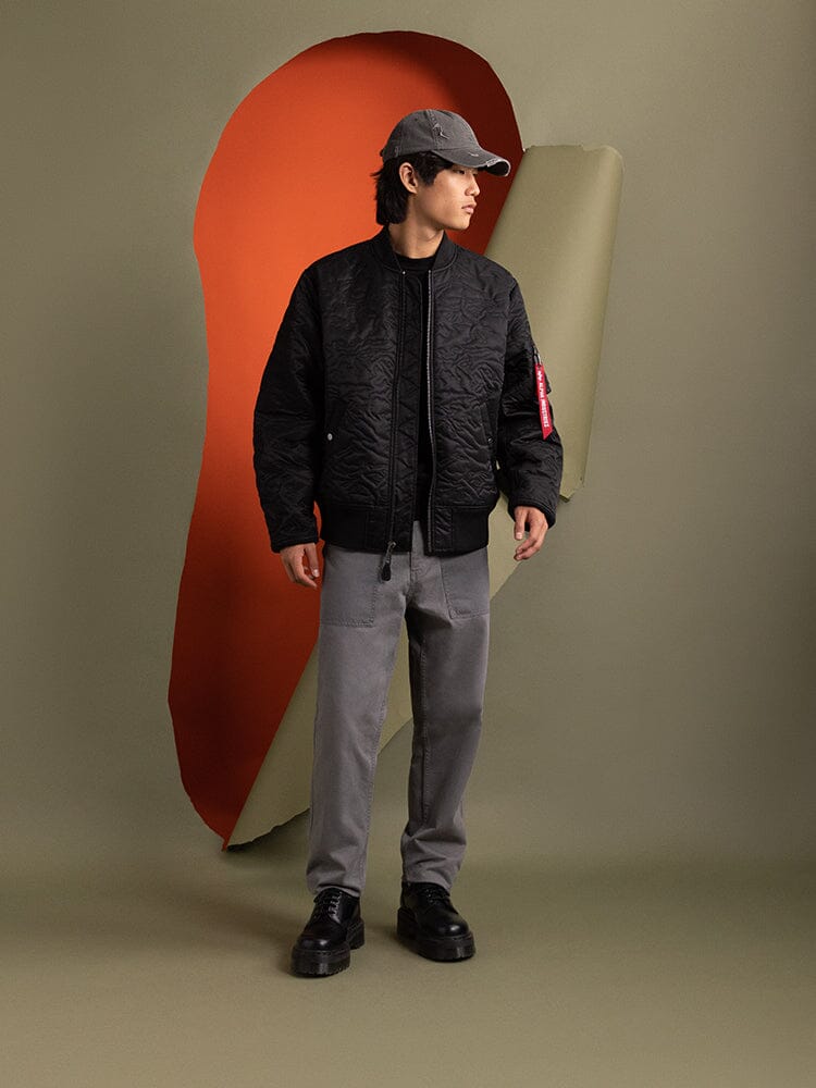 Camo Quilted MA-1 Bomber Jacket Black | Alpha Industries