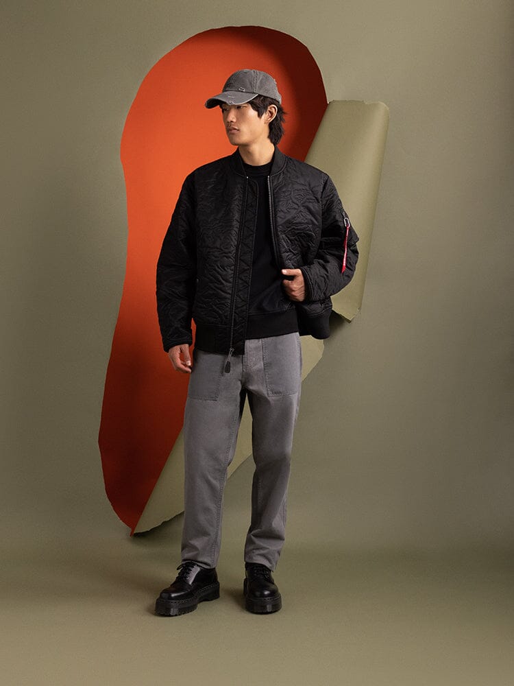 Camo Quilted MA-1 Bomber Jacket Black | Alpha Industries