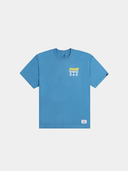 CHADIE X ALPHA CHOPPER TEE COLLAB Alpha Industries ELEMENTAL BLUE XS 