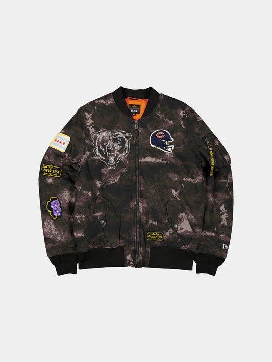 CHICAGO BEARS X ALPHA X NEW ERA MA-1 BOMBER JACKET (BLACK CAMO) OUTERWEAR Alpha Industries BLACK S 