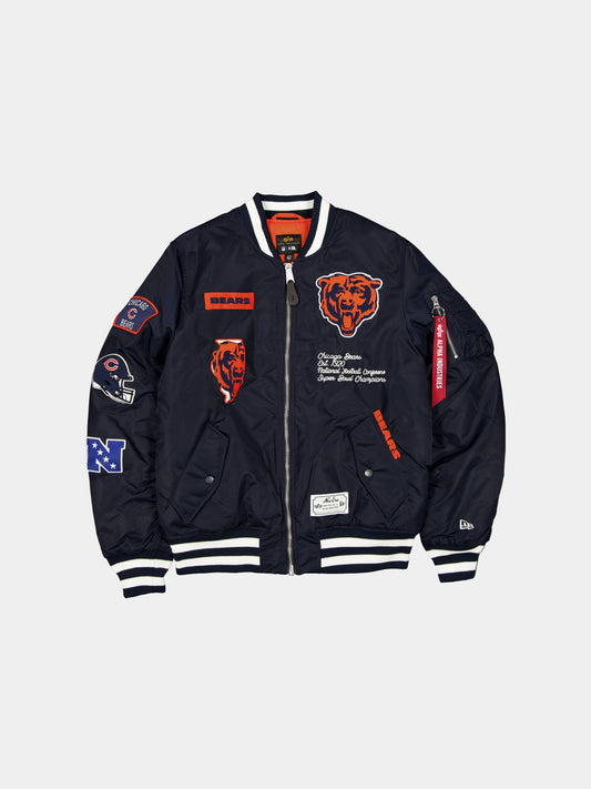 CHICAGO BEARS X ALPHA X NEW ERA MA-1 BOMBER JACKET OUTERWEAR Alpha Industries NAVY S 
