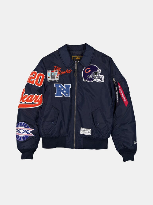 CHICAGO BEARS X ALPHA X NEW ERA MA-1 COLLARED BOMBER JACKET OUTERWEAR Alpha Industries NAVY S 
