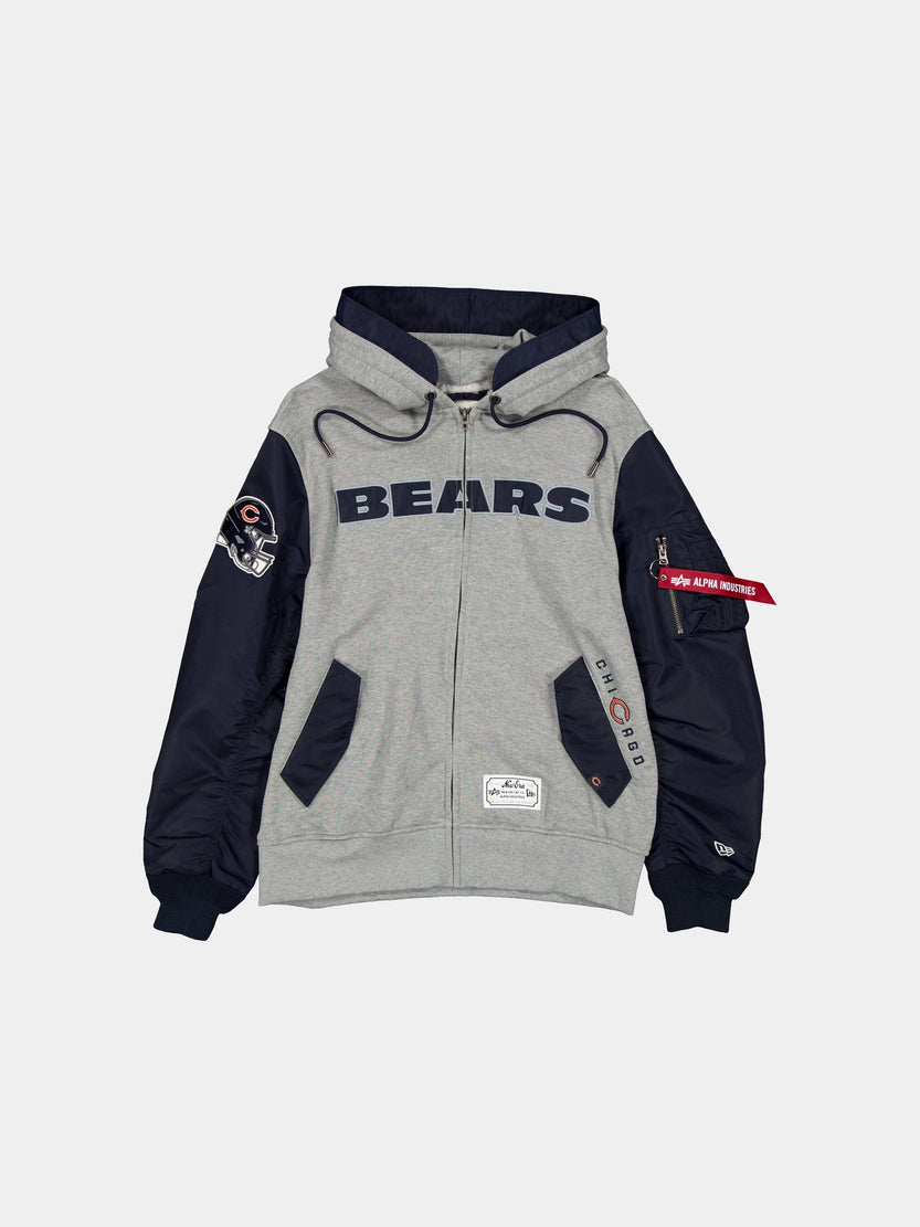 CHICAGO BEARS X ALPHA X NEW ERA MA-1 ZIP UP HOODIE OUTERWEAR Alpha Industries NAVY S 