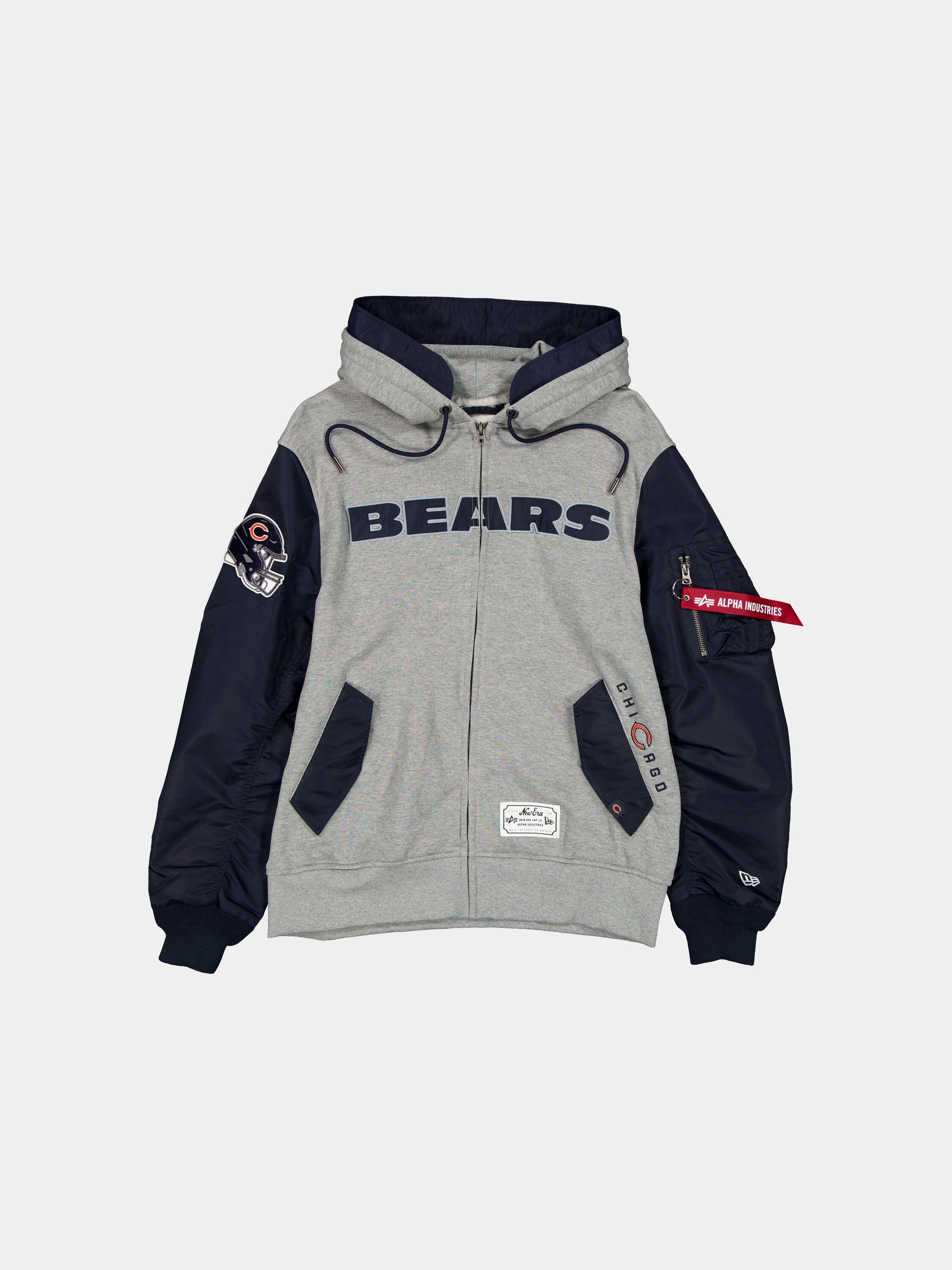 CHICAGO BEARS X ALPHA X NEW ERA MA-1 ZIP UP HOODIE OUTERWEAR Alpha Industries NAVY S 