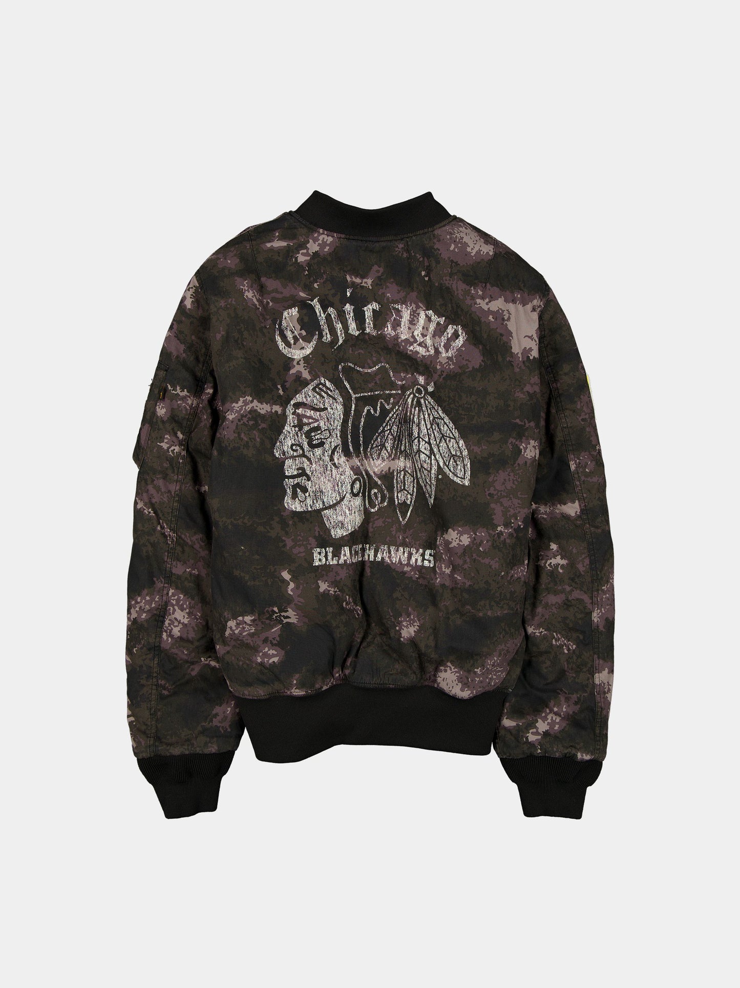 CHICAGO BLACKHAWKS X ALPHA X NEW ERA MA-1 BOMBER JACKET (BLACK CAMO) OUTERWEAR Alpha Industries 