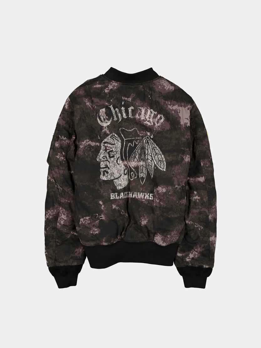 CHICAGO BLACKHAWKS X ALPHA X NEW ERA MA-1 BOMBER JACKET (BLACK CAMO) OUTERWEAR Alpha Industries 